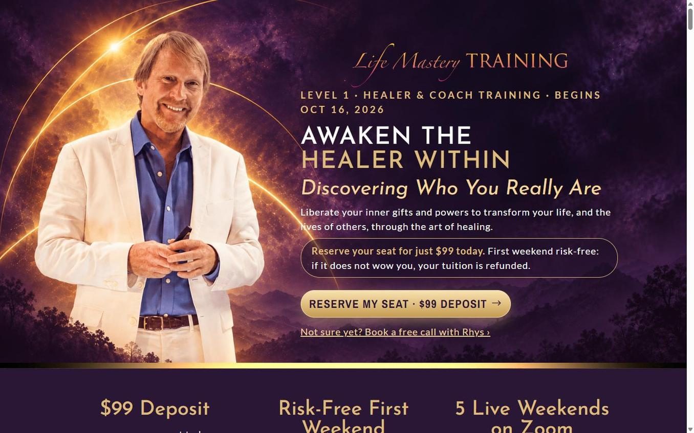 Life Mastery Training homepage